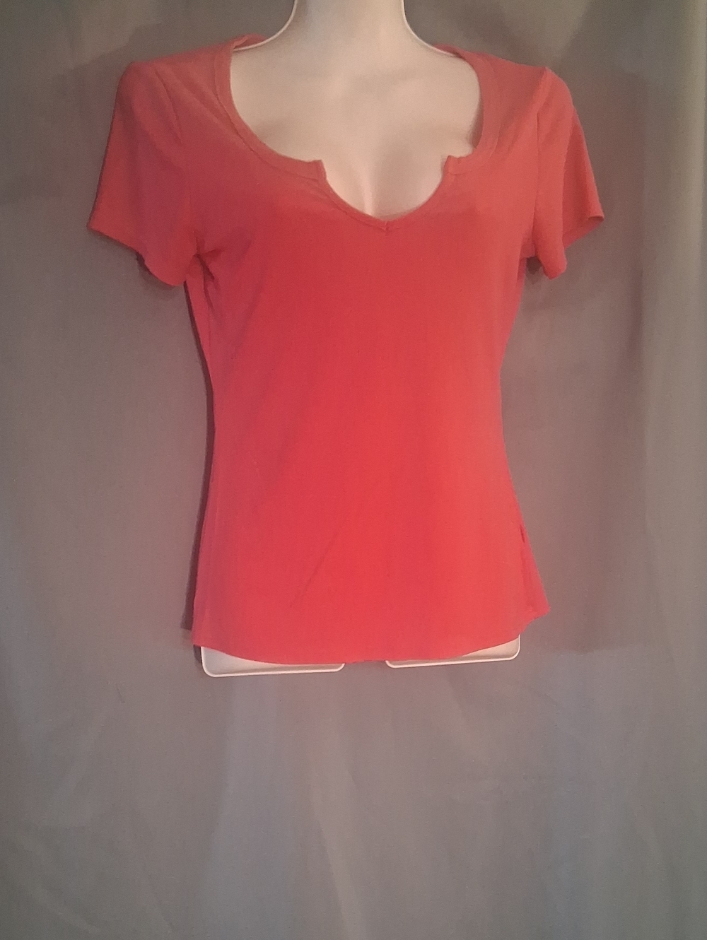 Women's Scoop Neck Short Sleeve Top - Coral